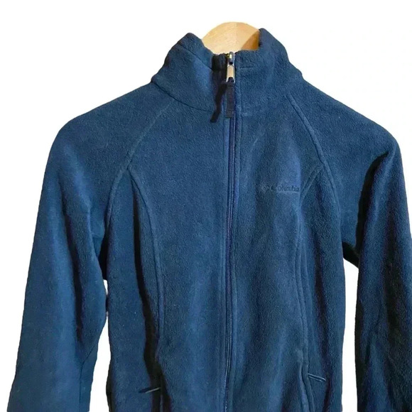 Columbia Women's Sweatshirt Fleece Jacket Front Zip-up Sportswear Blue Size S - Picture 2 of 16
